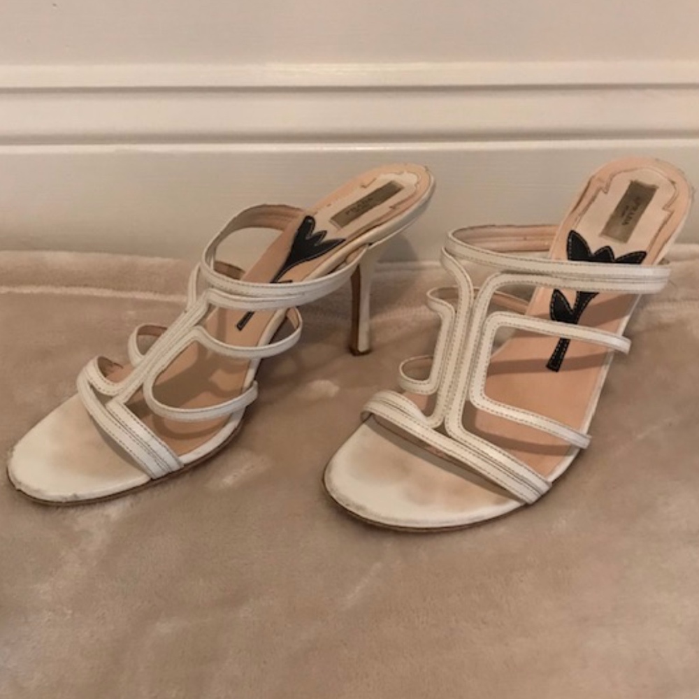 Prada off white cage sandals, size 7
